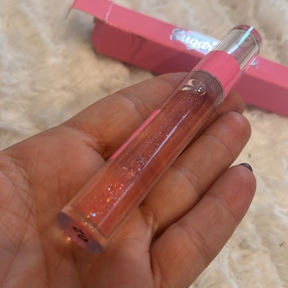 New sugar Thrillz glasting lipgloss clear glitter pink full size bottle make up - Picture 4 of 4
